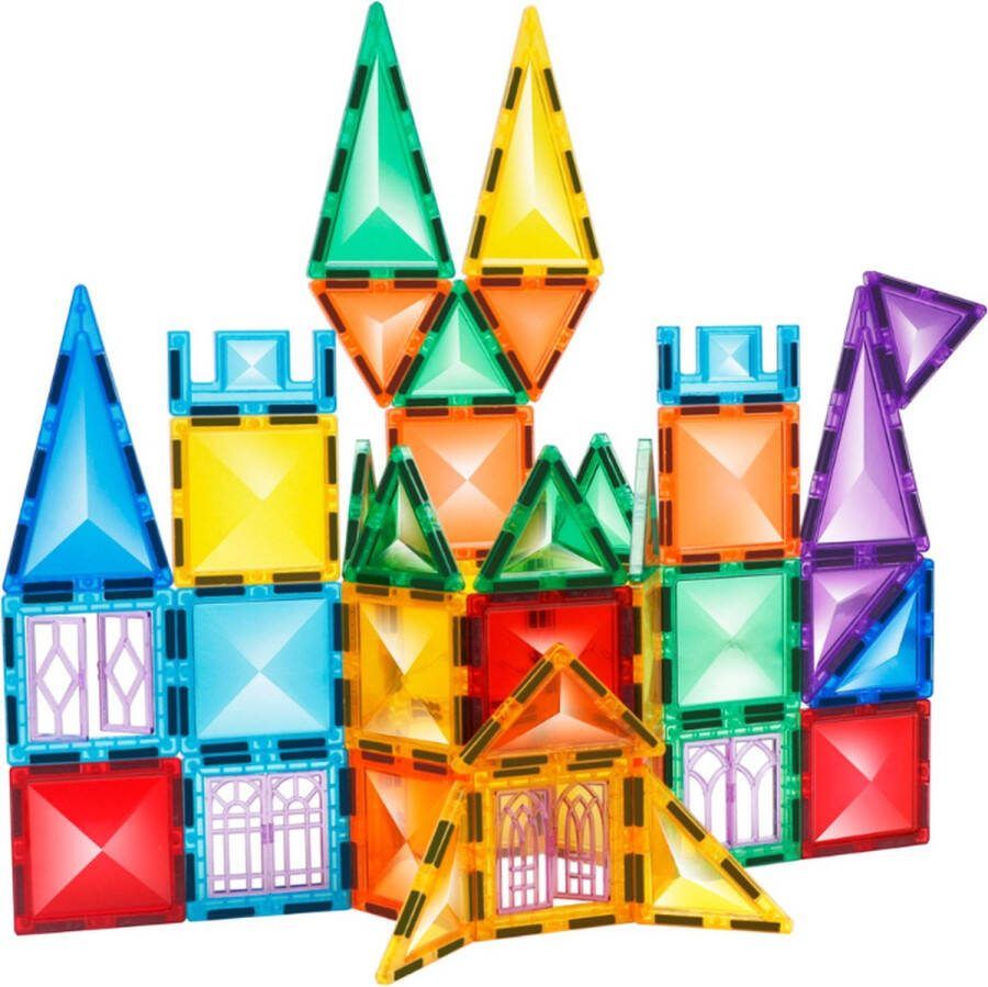 Buxibo Magnetische Tegels Magnetisch Speelgoed 50 stuks Constructiespeelgoed Magnetische Bouwtegels Speelgoed voor kinderen van 3-12 jaar