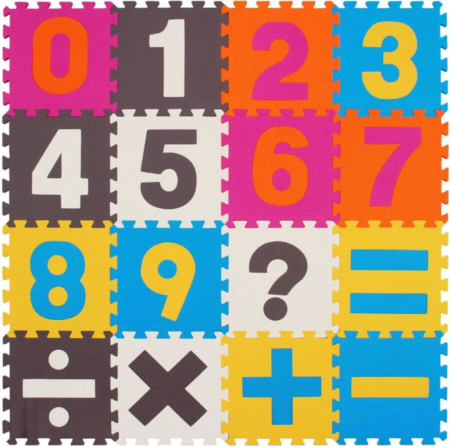 Buxibo Puzzelmat Rekensommen Speelkleed Speelmat Vloermat Voor Kinderen Foam Speelmat 30 x 30 CM 16 delig