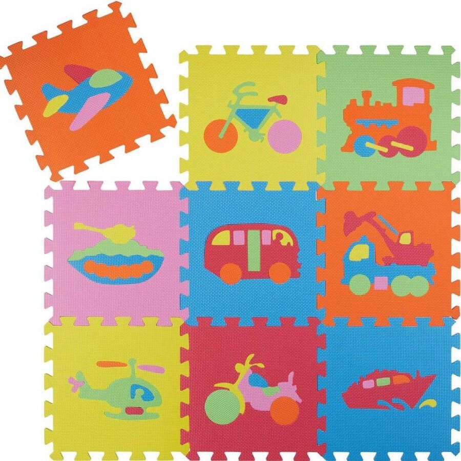 Buxibo Puzzelmat Voertuigen Afbeeldingen Speelkleed Voor Kinderen Foam Speelmat 27 x 27 CM