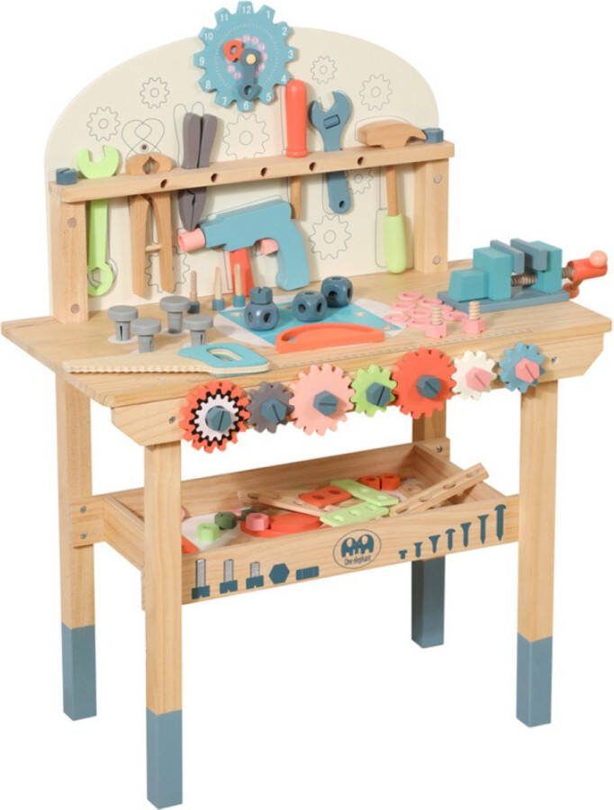 Buxibo Speelgoed Werkbank Houten Werkplaats voor Kinderen met Gereedschap en Accessoiores Montessorie Speelbank Gereedschapstafel