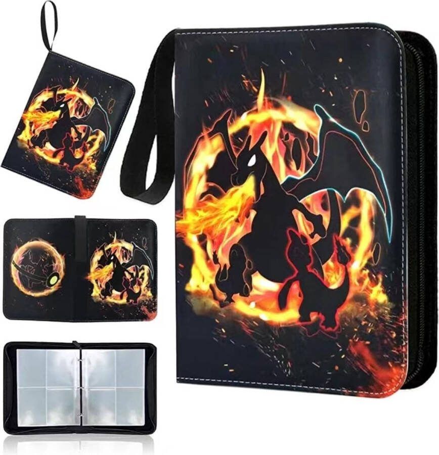 Buxibo Verzamelmap Geschikt voor Speelkaarten Verzamelalbum met Rits 9 Pocket Map Binder Houder Opbergmap voor 900 Kaarten Black Dragon