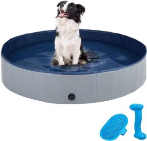 Buxibo XXL Zwembadje voor kinderen en huisdieren Hondenzwembad Hondenbad Bad voor Honden Huisdieren Opzetzwembad 160x160x30cm Grijs