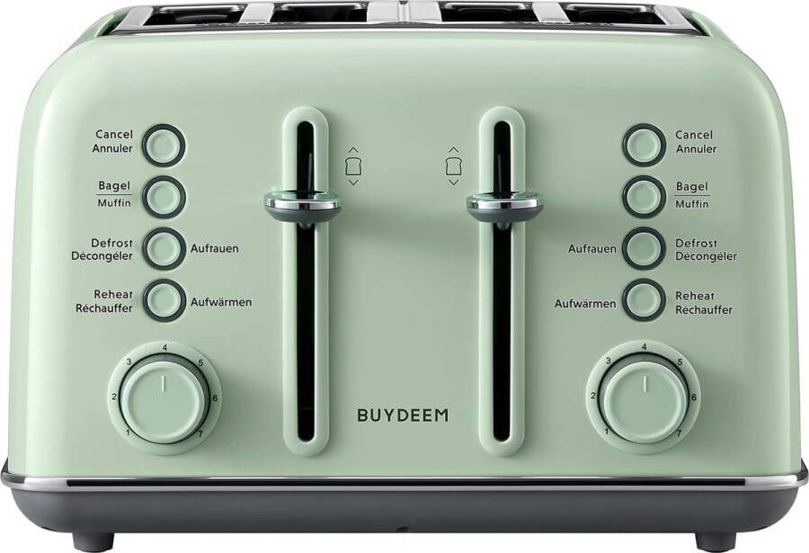 BUYDEEM DT640E 4-Slice Toaster Vintage RVS Extra Brede Sleuven