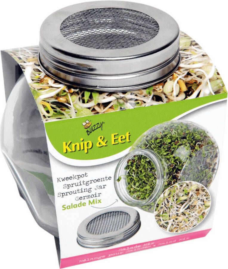 Buzzy Bio Knip&Eet Spruitgroente Salademix in glazen pot