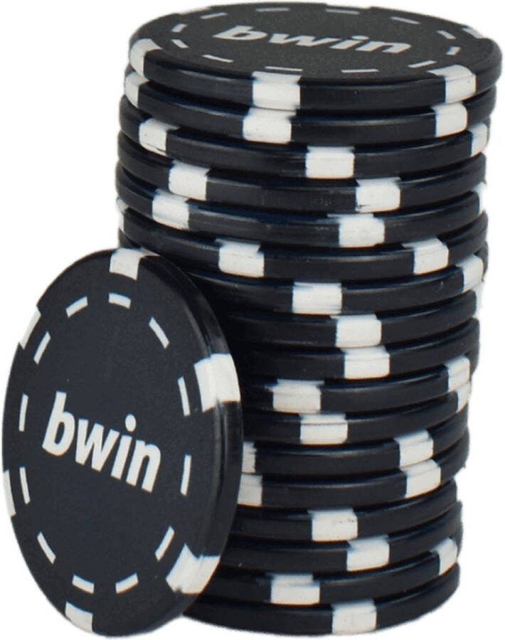 BWIN poker chips zwart (50 stuks) pokerchips pokerfiches ABS chips pokerspel pokerset poker set