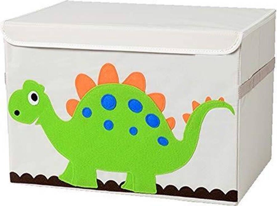 By Baboo Opbergkist kinderen Speelgoedkist Leuke Dino Opbergmand voor de kinderkamer Wasmand Kinderkamer Opbergen speelgoedmand Wit Groen