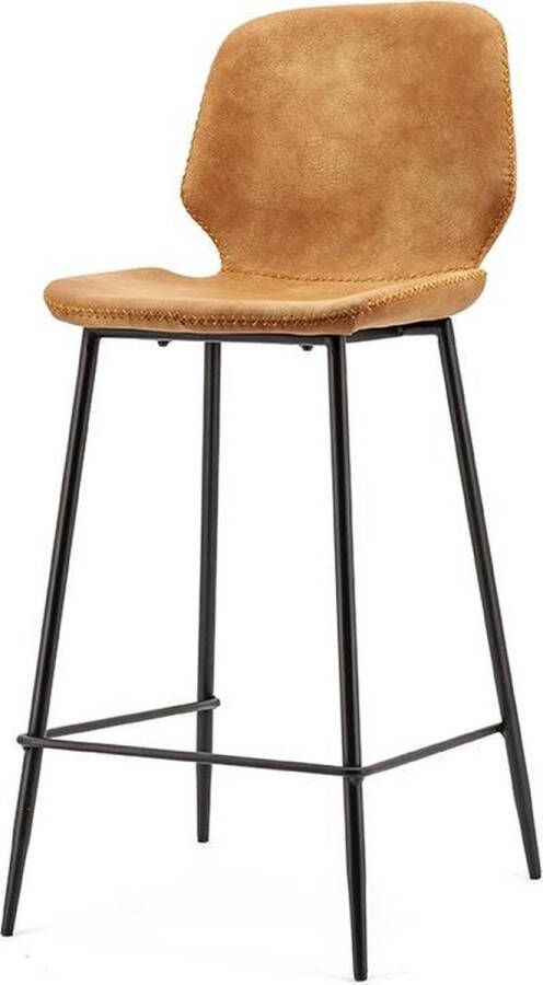 By-Boo Seashell Barkruk met rugleuning Laag | Kunstleer Cognac