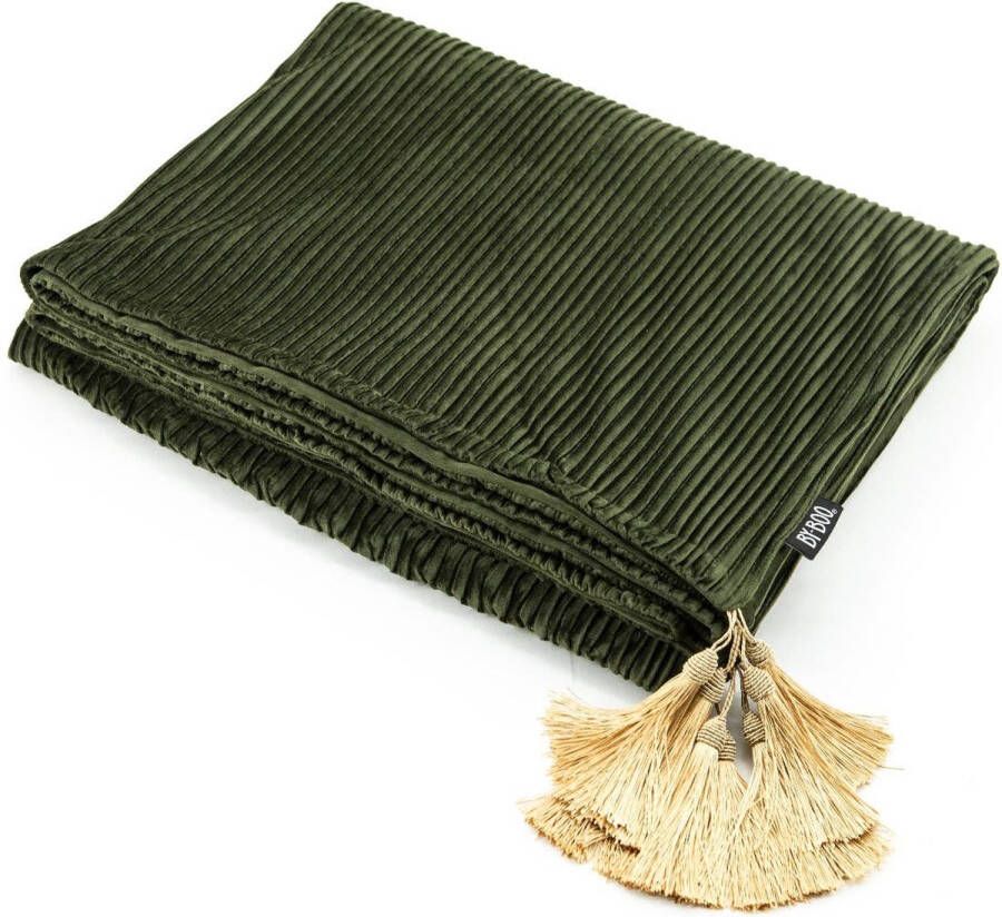 Furnilux Deken Fluweel Groen Met Gouden Details 170x140 Cm