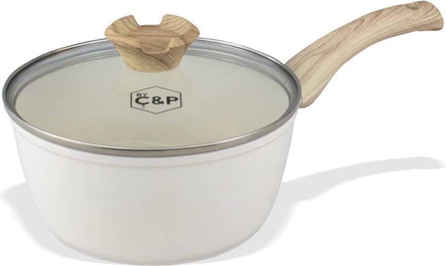 BY C&P © Go Ivory Steelpan met deksel 18 cm Inductie PFAS vrij Vaatwasser geschikt