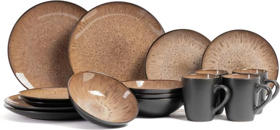 By Cookinglife Serviesset Pulau 16-delig 4 personen Bruin
