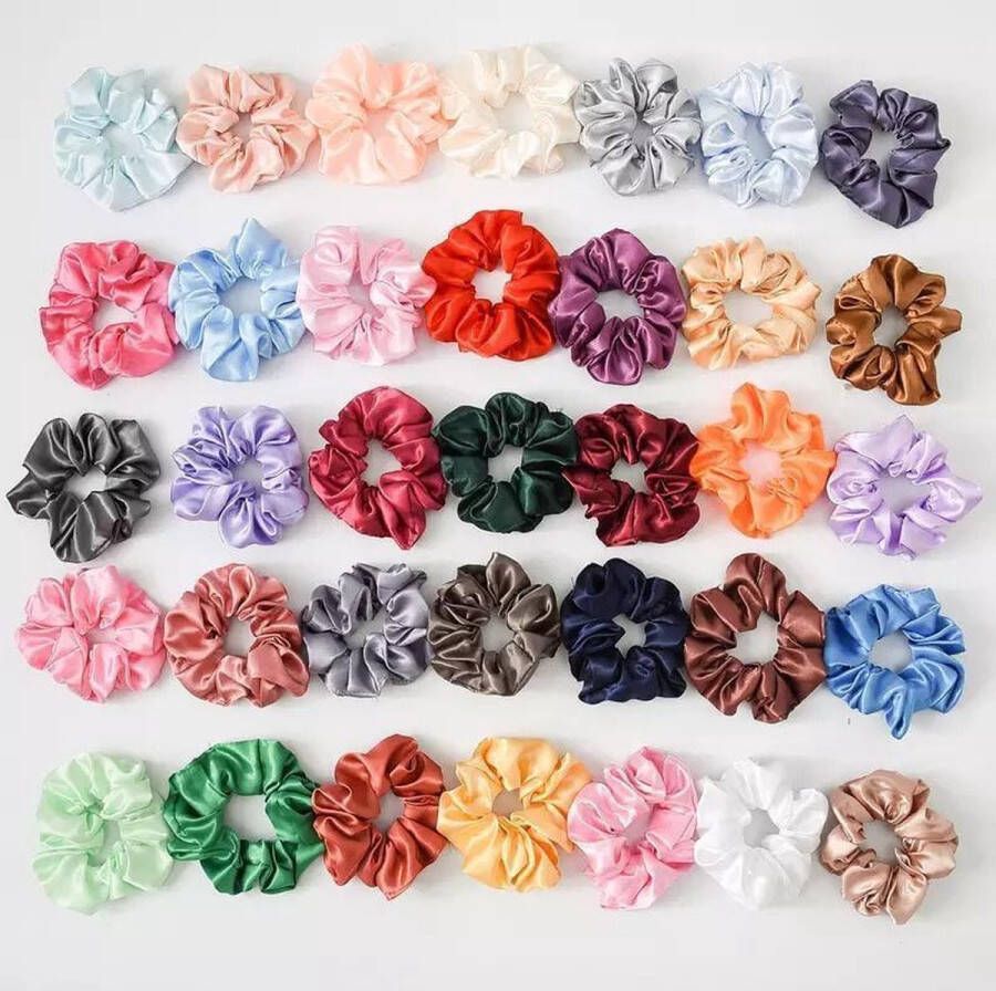 By Davids Scrunchie Haaraccessoire satijnen haarwokkel haarelastiek satin scrunchies SET 35 STUKS KLEUREN HIGH QUALITY+GRATIS VERZENDING!