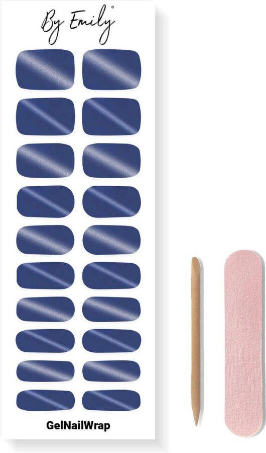 By Emily Gel Nagel Wraps 'Sapphire Cat Eye' Gellak Stickers UV Lamp Gelnagels Langhoudende Nagelstickers Nail Art Folie 20 Stickers UV LED Lamp Vereist