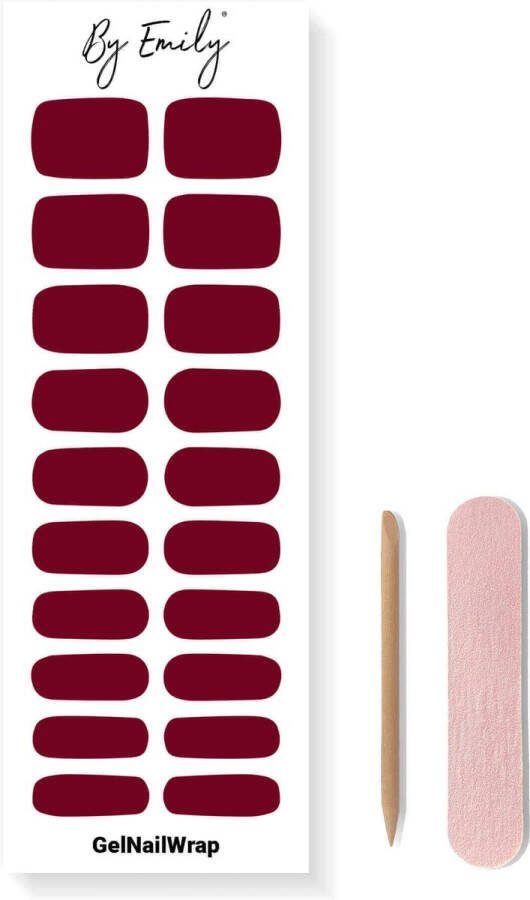 By Emily Gel Nail Wraps & Gellak Stickers Burgundy Nagelstickers Gel Nagel Folie DIY Manicure Langhoudende Nail Art UV LED Lamp Vereist Trendy Designs Valentine Nails Nagels Inspiratie Veilig voor Nagels 20 Stickers