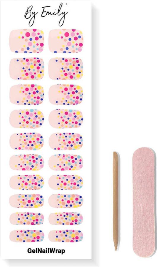 By Emily Gel Nail Wraps & Gellak Stickers Confetti Carnival Nagelstickers Gel Nagel Folie DIY Manicure Langhoudende Nail Art UV LED Lamp Vereist Trendy Designs Nagelstickers Kerst Stickers Veilig voor Nagels 20 Stickers