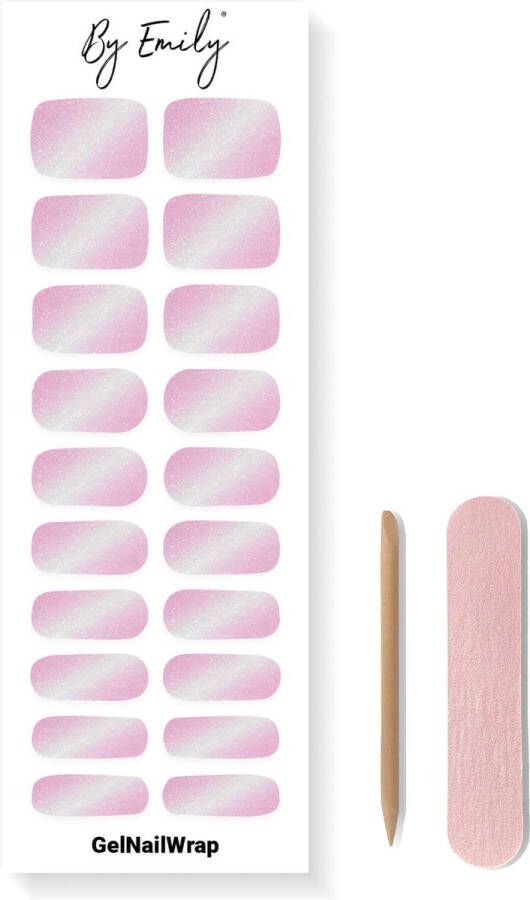 By Emily Gel Nail Wraps & Gellak Stickers Pink Frost Nagelstickers Gel Nagel Folie DIY Manicure Langhoudende Nail Art UV LED Lamp Vereist Trendy Designs Nagelstickers Kerst Stickers Veilig voor Nagels 20 Stickers