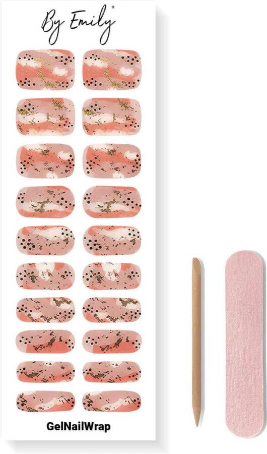 By Emily Gel Nail Wraps & Gellak Stickers Pink Swirl Nagelstickers Gel Nagel Folie DIY Manicure Langhoudende Nail Art UV LED Lamp Vereist Trendy Designs Nagelstickers Kerst Stickers Veilig voor Nagels 20 Stickers