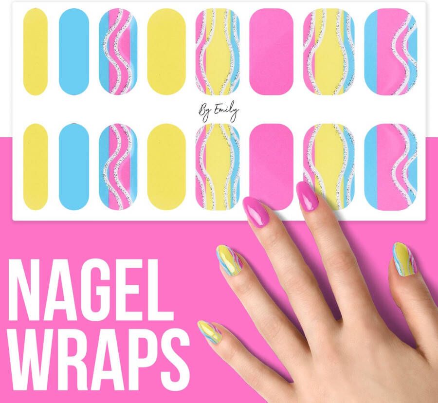 By Emily Nagel wrap A Bright Day Moederdag cadeaus 16 stickers Nail wrap Nail art Trendy Design Nagellakvrij Eenvoudig Nagel wrap Nagel stickers Folie Zelfklevend Sjablonen