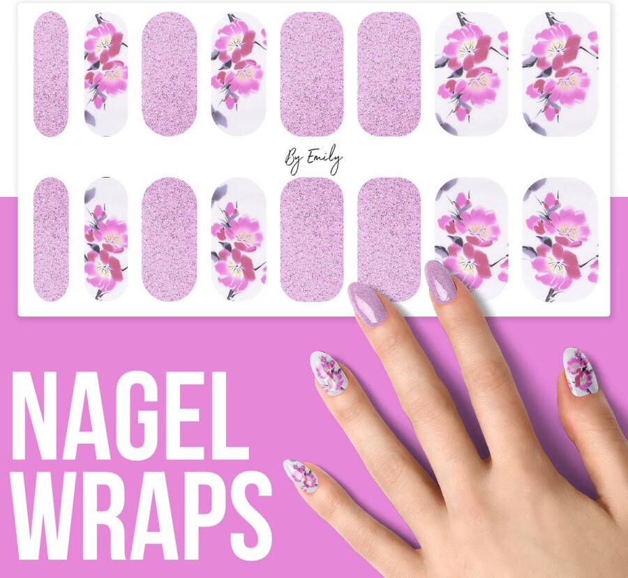 By Emily Nagel wrap A pink flower for you | 16 stickers | Nail wrap | Nail art | Trendy | Design | Nagellakvrij | Eenvoudig | Nagel wrap | Nagel stickers | Folie | Zelfklevend | Sjablonen