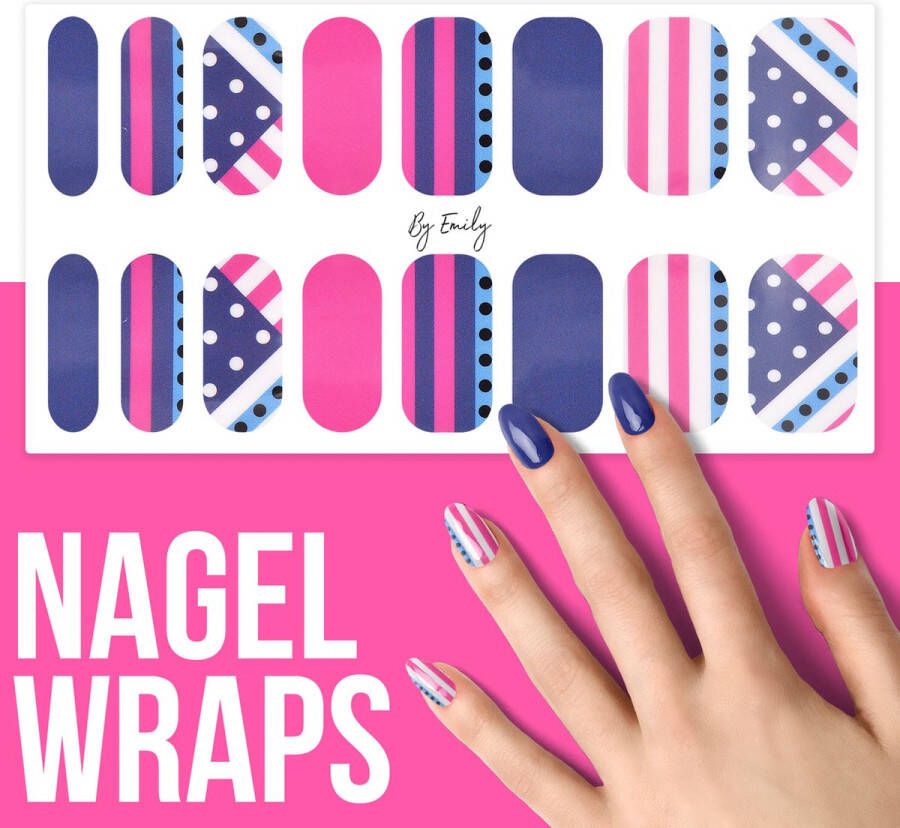 By Emily Nagel wrap A True Blue | 16 stickers | Nail wrap | Nail art | Trendy | Design | Nagellakvrij | Eenvoudig | Nagel wrap | Nagel stickers | Folie | Zelfklevend | Sjablonen