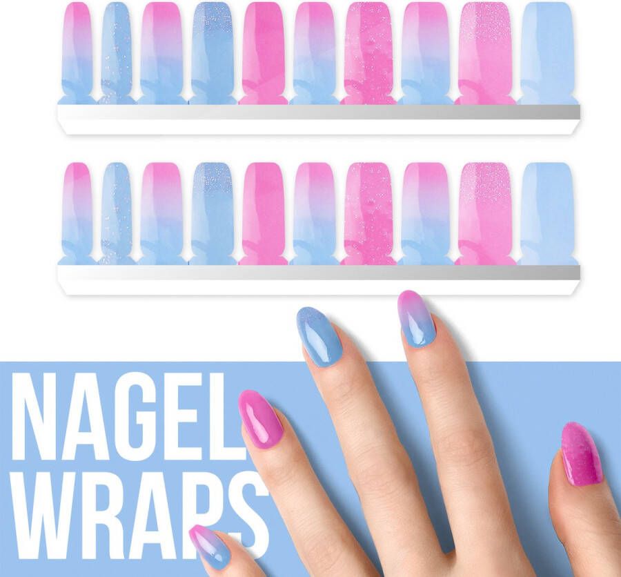 By Emily Nagel wrap Baby Blue & Pink | 20 stickers | Nail wrap | Nail art | Trendy | Design | Nagellakvrij | Eenvoudig | Nagel wrap | Nagel stickers | Folie | Zelfklevend | Sjablonen