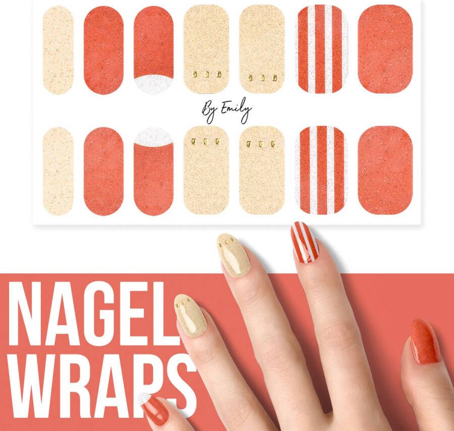 By Emily Nagel wrap Beach Look | 14 stickers | Nail wrap | Nail art | Trendy | Design | Nagellakvrij | Eenvoudig | Nagel wrap | Nagel stickers | Folie | Zelfklevend | Sjablonen