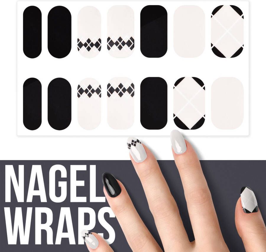 By Emily Nagel wrap Black & White | 14 stickers | Nail wrap | Nail art | Trendy | Design | Nagellakvrij | Eenvoudig | Nagel wrap | Nagel stickers | Folie | Zelfklevend | Sjablonen