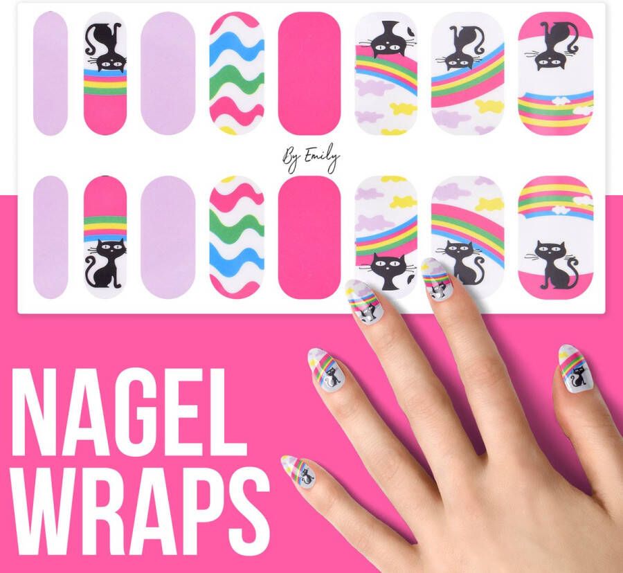 By Emily Nagel wrap Black Kitty | 16 stickers | Nail wrap | Nail art | Trendy | Design | Nagellakvrij | Eenvoudig | Nagel wrap | Nagel stickers | Folie | Zelfklevend | Sjablonen