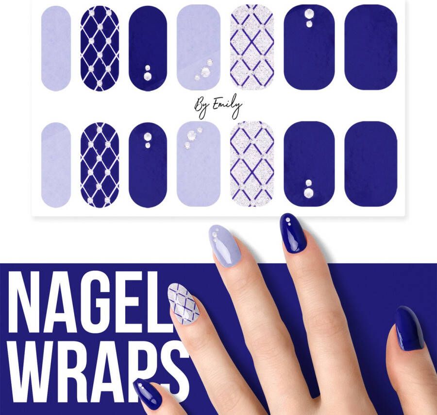 By Emily Nagel wrap Blue Argyle | 14 stickers per vel | Nail wrap | Nail art | Trendy | Design | Nagellakvrij | Eenvoudig | Nagel art | Nagel wrap | Nagel stickers | Folie | Zelfklevend | Sjablonen