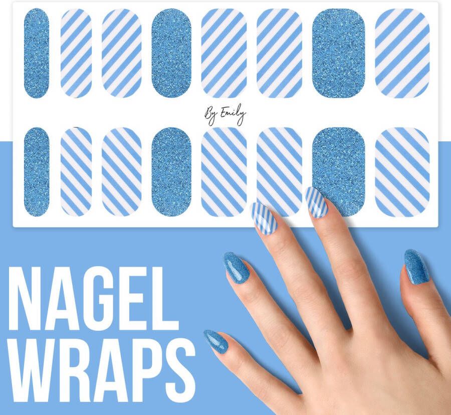 By Emily Nagel wrap Blue Diagonal | 16 stickers | Nail wrap | Nail art | Trendy | Design | Nagellakvrij | Eenvoudig | Nagel wrap | Nagel stickers | Folie | Zelfklevend | Sjablonen