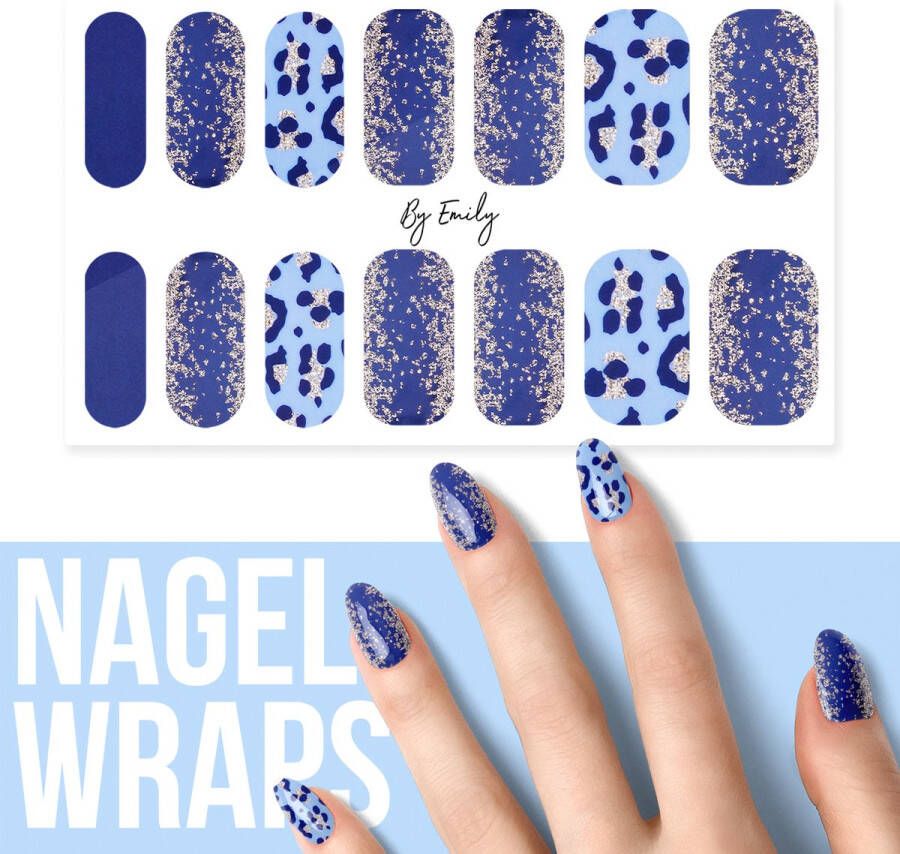 By Emily Nagel wrap Blue Leopard | 14 stickers per vel | Nail wrap | Nail art | Trendy | Design | Nagellakvrij | Eenvoudig | Nagel art | Nagel wrap | Nagel stickers | Folie | Zelfklevend | Sjablonen