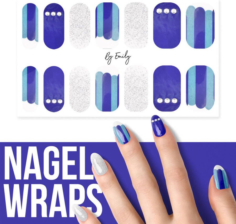 By Emily Nagel wrap Blue Lines | 14 stickers | Nail wrap | Nail art | Trendy | Design | Nagellakvrij | Eenvoudig | Nagel wrap | Nagel stickers | Folie | Zelfklevend | Sjablonen