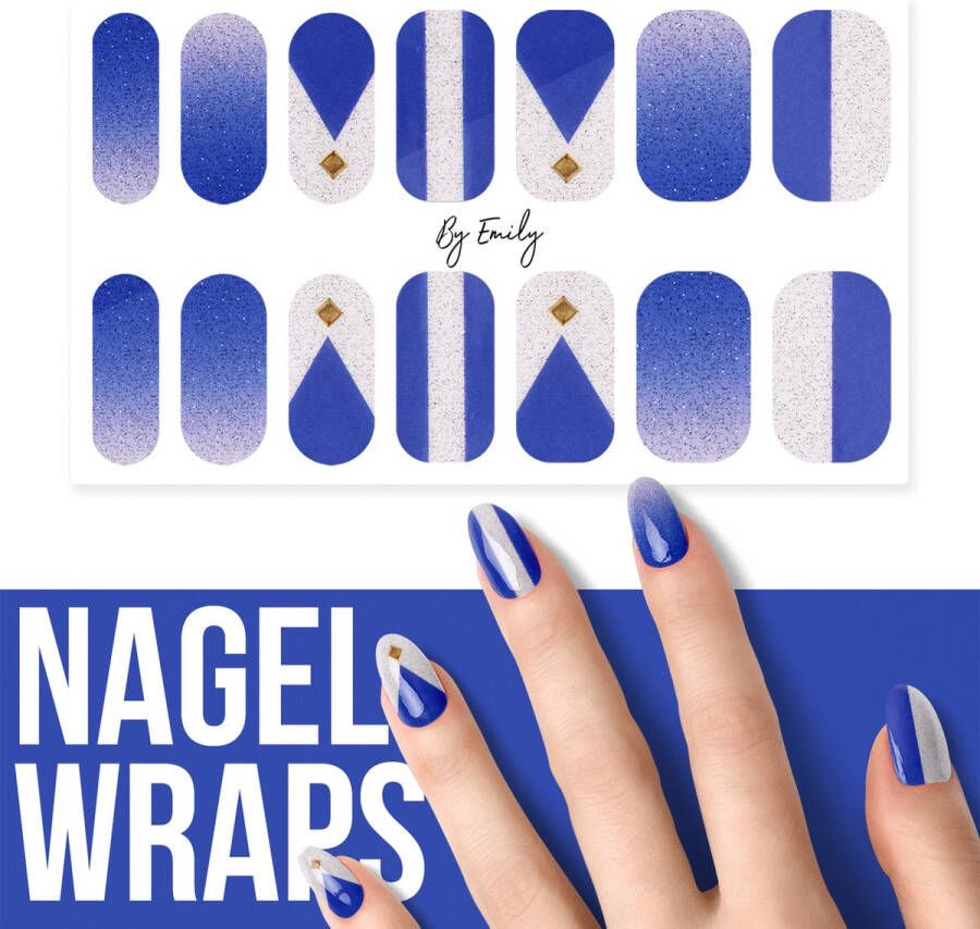 By Emily Nagel wrap Blue Marine | 14 stickers per vel | Nail wrap | Nail art | Trendy | Design | Nagellakvrij | Eenvoudig | Nagel art | Nagel wrap | Nagel stickers | Folie | Zelfklevend | Sjablonen