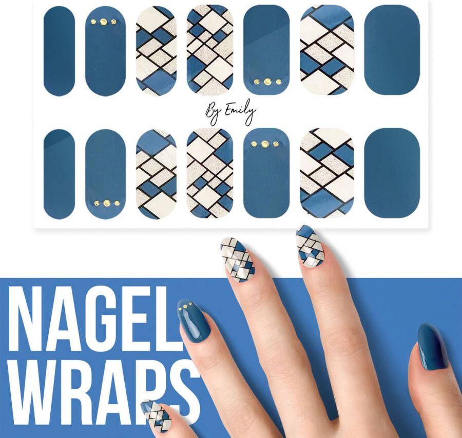 By Emily Nagel wrap Blue Mosaic | 14 stickers per vel | Nail wrap | Nail art | Trendy | Design | Nagellakvrij | Eenvoudig | Nagel art | Nagel wrap | Nagel stickers | Folie | Zelfklevend | Sjablonen