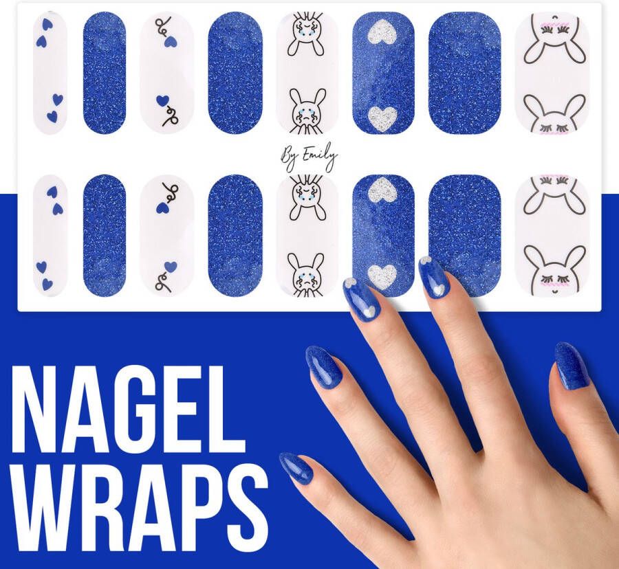 By Emily Nagel wrap Bunny & Love | 16 stickers | Nail wrap | Nail art | Trendy | Design | Nagellakvrij | Eenvoudig | Nagel wrap | Nagel stickers | Folie | Zelfklevend | Sjablonen