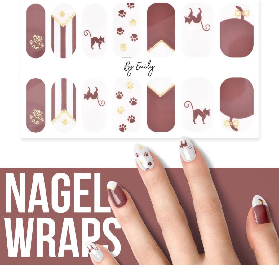 By Emily Nagel wrap Cat Lovers | 14 stickers | Nail wrap | Nail art | Trendy | Design | Nagellakvrij | Eenvoudig | Nagel wrap | Nagel stickers | Folie | Zelfklevend | Sjablonen