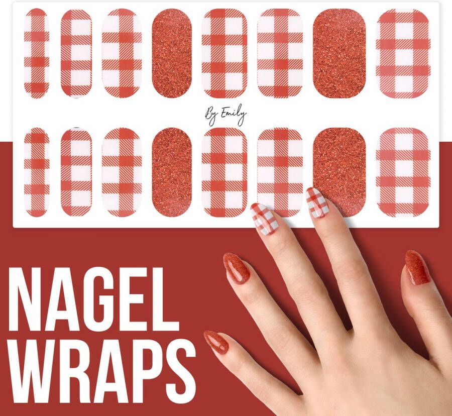 By Emily Nagel wrap Checkered Brown | 16 stickers | Nail wrap | Nail art | Trendy | Design | Nagellakvrij | Eenvoudig | Nagel wrap | Nagel stickers | Folie | Zelfklevend | Sjablonen