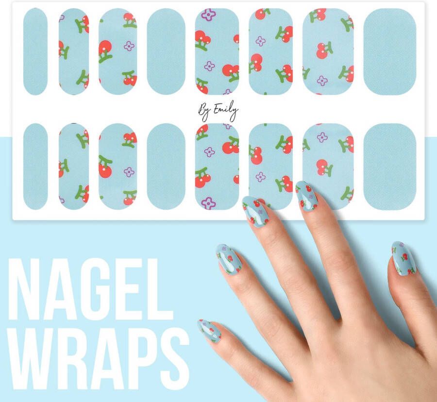 By Emily Nagel wrap Cherry Pops | 16 stickers | Nail wrap | Nail art | Trendy | Design | Nagellakvrij | Eenvoudig | Nagel wrap | Nagel stickers | Folie | Zelfklevend | Sjablonen