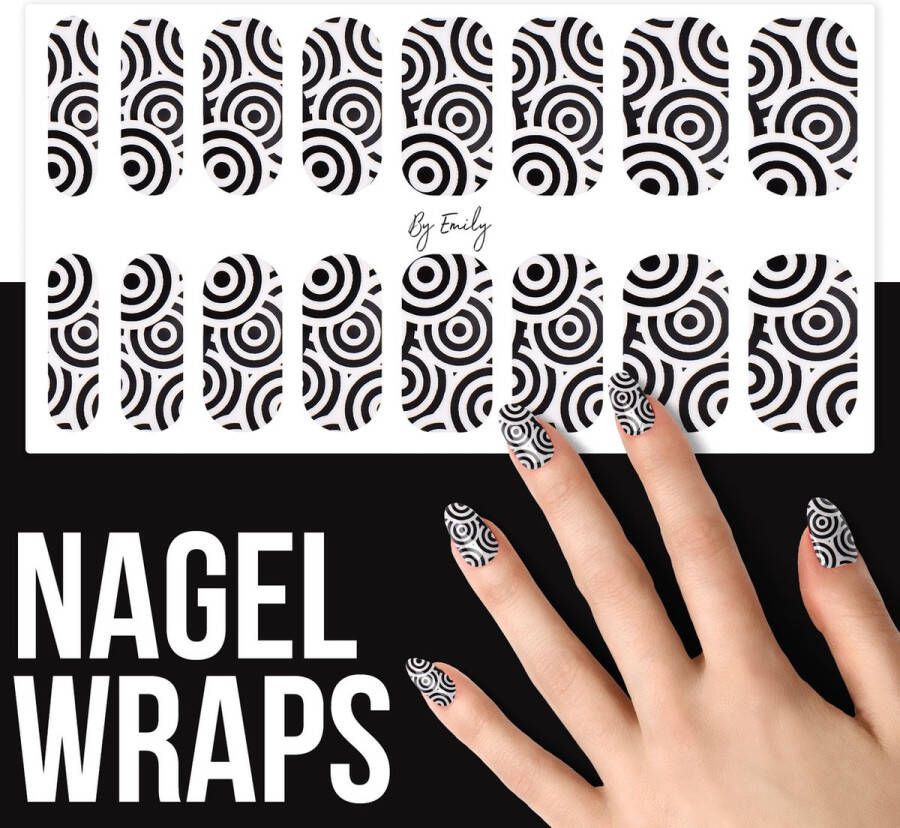 By Emily Nagel wrap Circled | 16 stickers | Nail wrap | Nail art | Trendy | Design | Nagellakvrij | Eenvoudig | Nagel wrap | Nagel stickers | Folie | Zelfklevend | Sjablonen