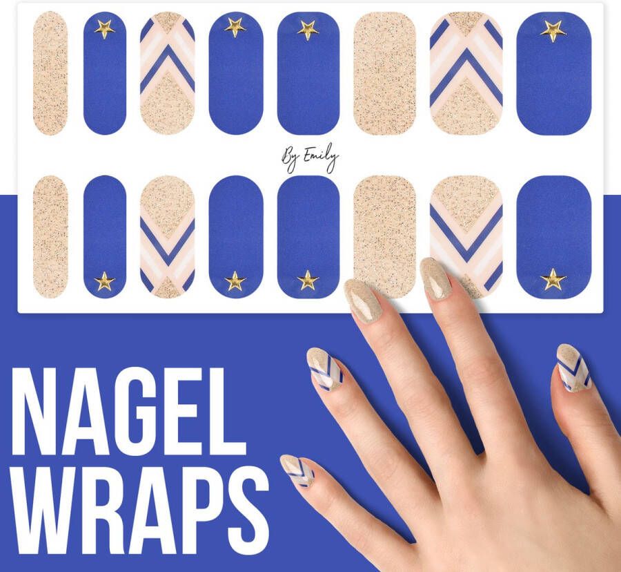 By Emily Nagel wrap Classy Blue Moederdag cadeaus 16 stickers Nail wrap Nail art Trendy Design Nagellakvrij Eenvoudig Nagel wrap Nagel stickers Folie Zelfklevend Sjablonen