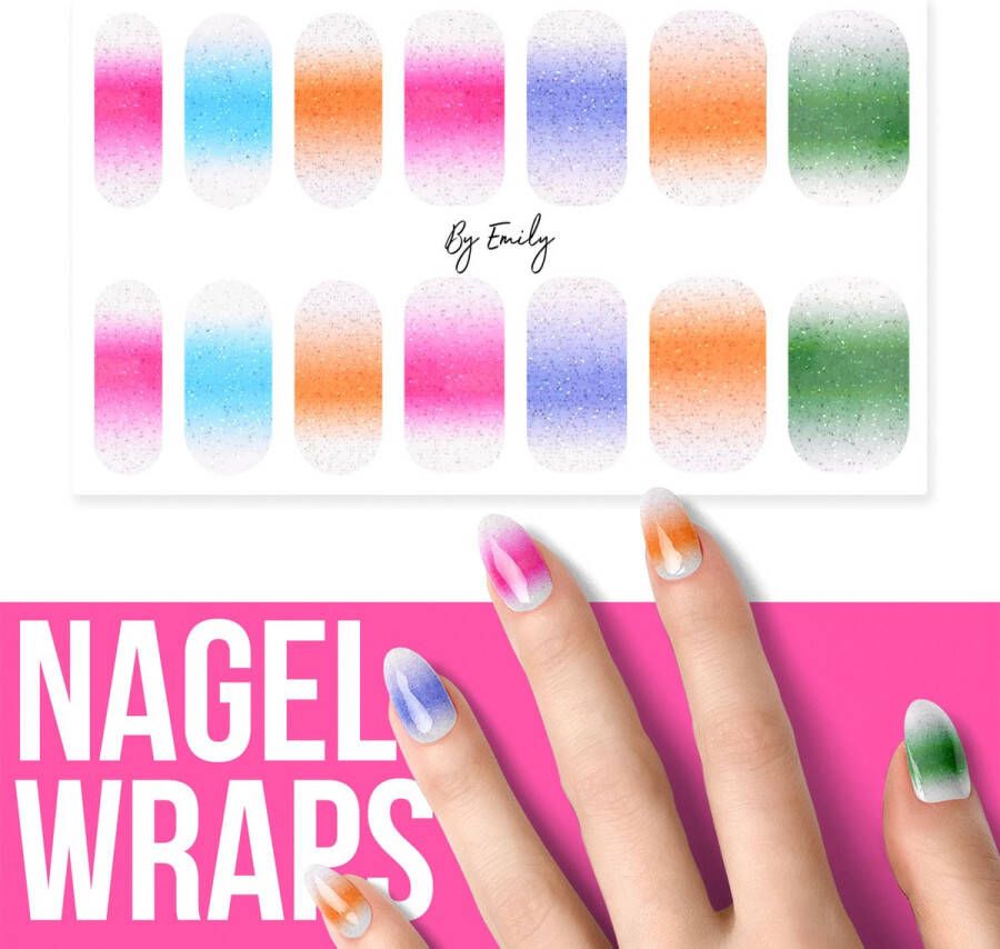 By Emily Nagel wrap Colourful Dream Moederdag cadeaus 14 stickers Nail wrap Nail art Trendy Design Nagellakvrij Eenvoudig Nagel wrap Nagel stickers Folie Zelfklevend Sjablonen