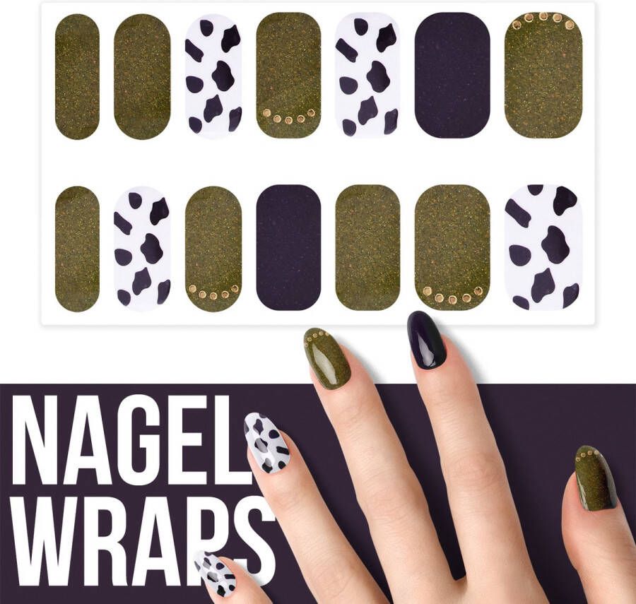 By Emily Nagel wrap Cow in the Green | 14 stickers per vel | Nail wrap | Nail art | Trendy | Design | Nagellakvrij | Eenvoudig | Nagel art | Nagel wrap | Nagel stickers | Folie | Zelfklevend | Sjablonen