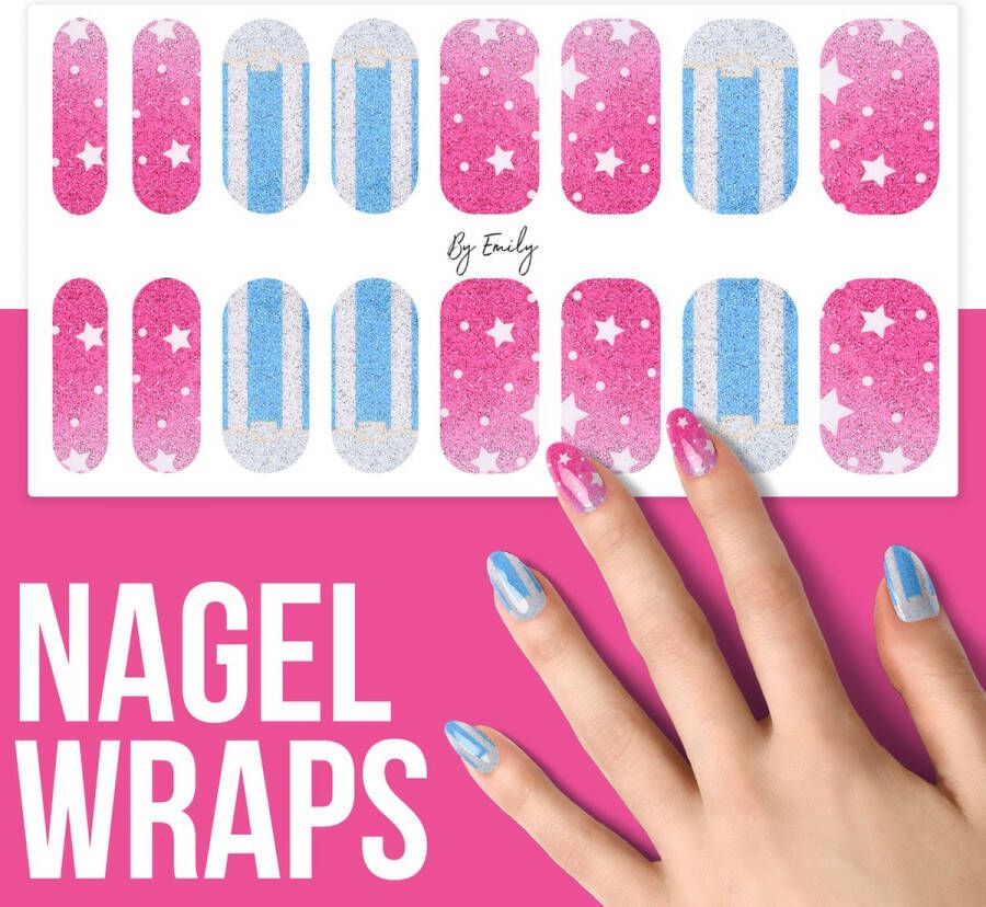 By Emily Nagel wrap Dazzling Stars Moederdag cadeaus 16 stickers Nail wrap Nail art Trendy Design Nagellakvrij Eenvoudig Nagel wrap Nagel stickers Folie Zelfklevend Sjablonen