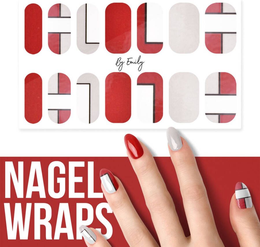By Emily Nagel wrap Divided | 14 stickers | Nail wrap | Nail art | Trendy | Design | Nagellakvrij | Eenvoudig | Nagel wrap | Nagel stickers | Folie | Zelfklevend | Sjablonen