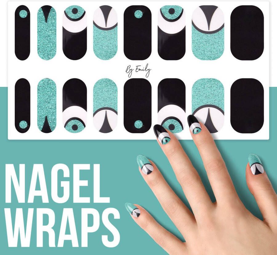 By Emily Nagel wrap Evil Eyes Moederdag cadeaus 16 stickers Nail wrap Nail art Trendy Design Nagellakvrij Eenvoudig Nagel wrap Nagel stickers Folie Zelfklevend Sjablonen