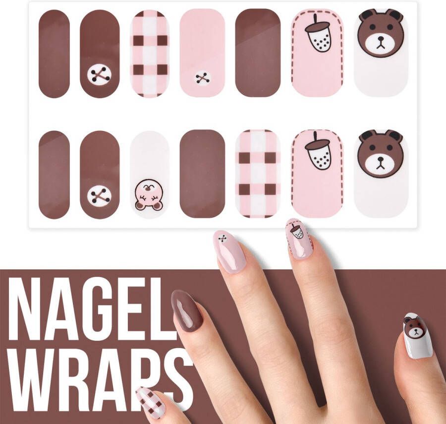 By Emily Nagel wrap Go Nuts | 14 stickers | Nail wrap | Nail art | Trendy | Design | Nagellakvrij | Eenvoudig | Nagel wrap | Nagel stickers | Folie | Zelfklevend | Sjablonen