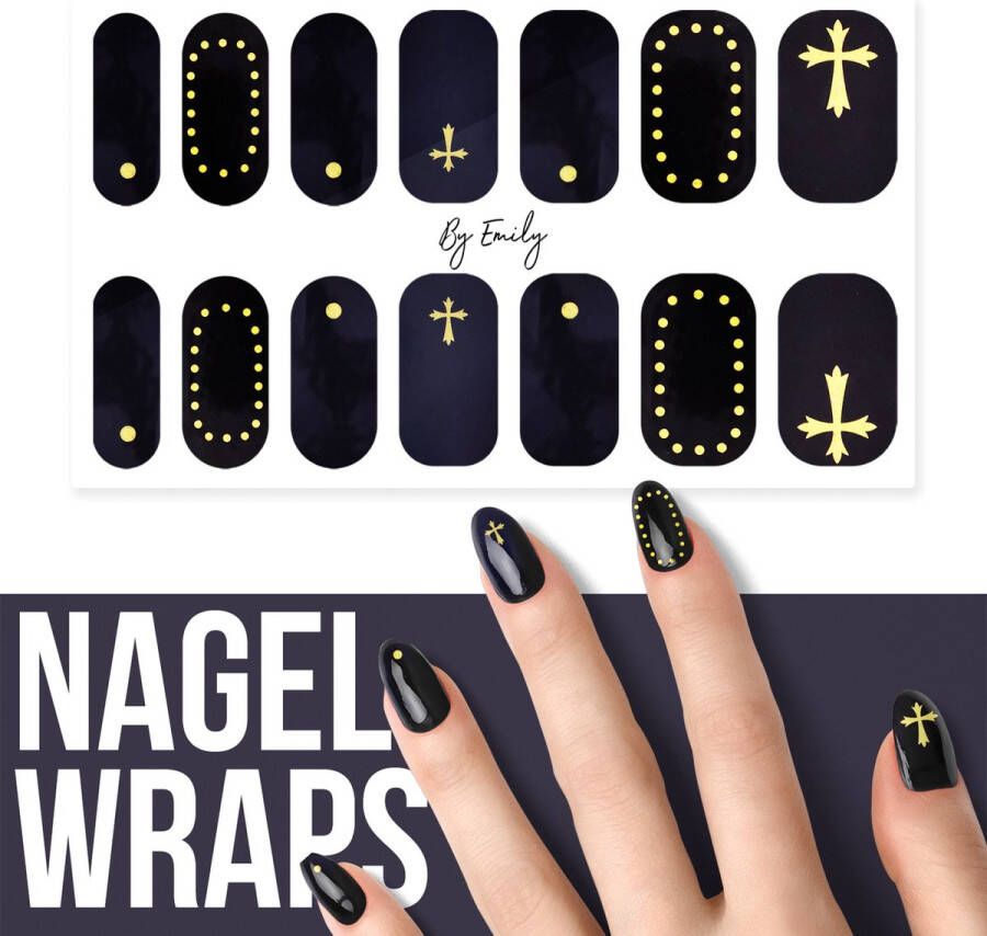 By Emily Nagel wrap Golden Cross | 14 stickers per vel | Nail wrap | Nail art | Trendy | Design | Nagellakvrij | Eenvoudig | Nagel art | Nagel wrap | Nagel stickers | Folie | Zelfklevend | Sjablonen