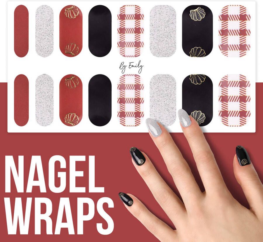 By Emily Nagel wrap Golden Seashell | 16 stickers | Nail wrap | Nail art | Trendy | Design | Nagellakvrij | Eenvoudig | Nagel wrap | Nagel stickers | Folie | Zelfklevend | Sjablonen