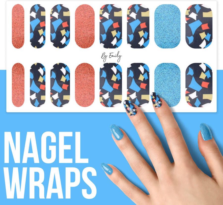 By Emily Nagel wrap Happy Shreds | 16 stickers | Nail wrap | Nail art | Trendy | Design | Nagellakvrij | Eenvoudig | Nagel wrap | Nagel stickers | Folie | Zelfklevend | Sjablonen