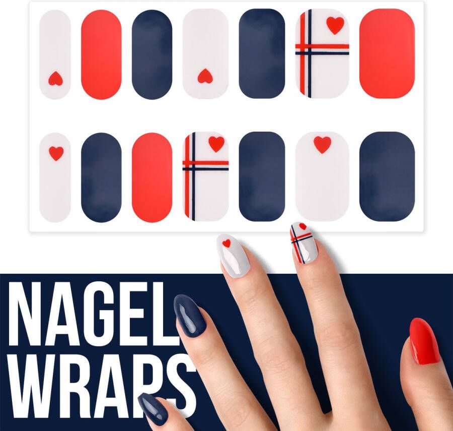 By Emily Nagel wrap Heart with Blue | 14 stickers | Nail wrap | Nail art | Trendy | Design | Nagellakvrij | Eenvoudig | Nagel wrap | Nagel stickers | Folie | Zelfklevend | Sjablonen