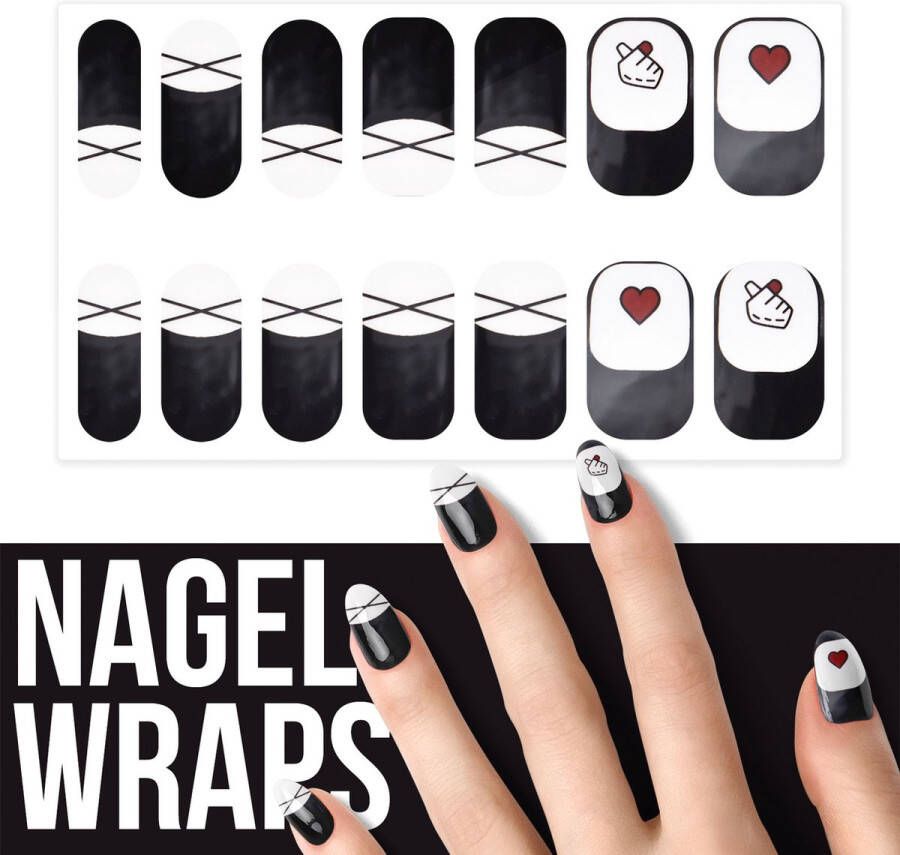 By Emily Nagel wrap Love in Black | 14 stickers | Nail wrap | Nail art | Trendy | Design | Nagellakvrij | Eenvoudig | Nagel wrap | Nagel stickers | Folie | Zelfklevend | Sjablonen